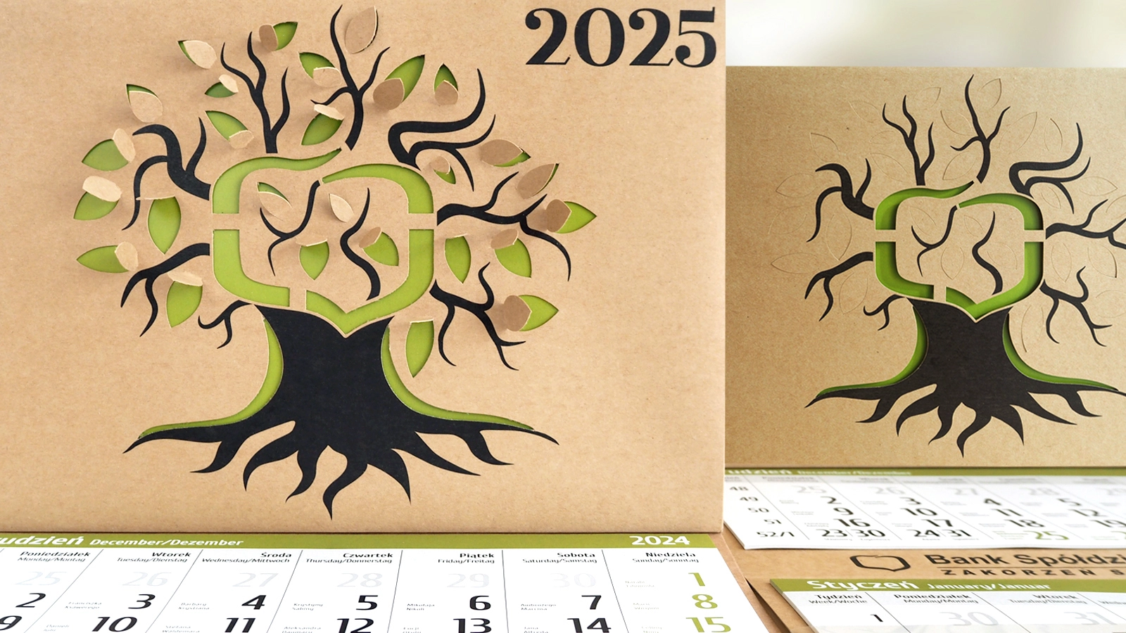 Bank Spółdzielczy w Brzeźnicy - kalendarz ECO trójdzielny z wypukłą główką 3D