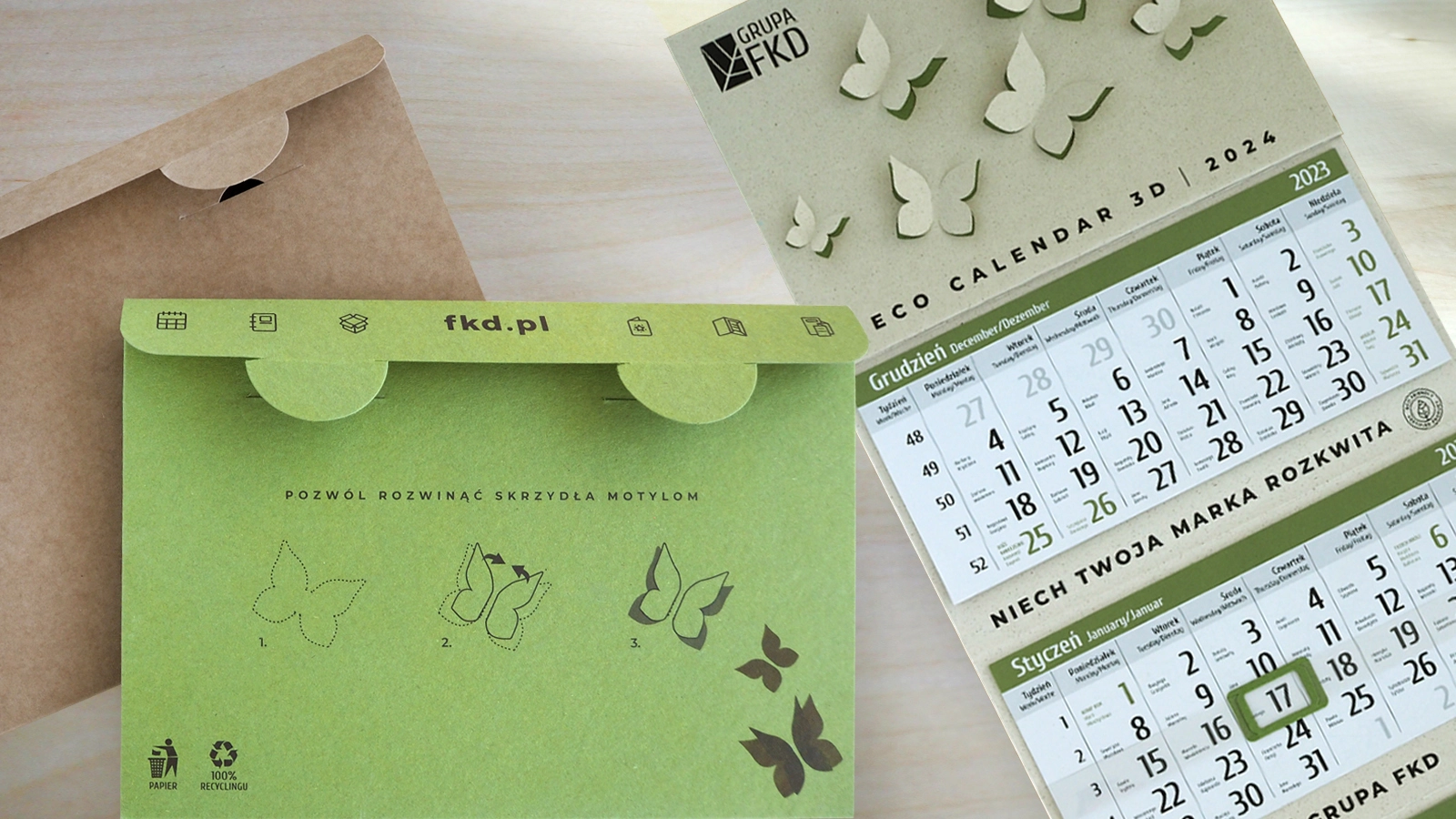 Grupa FKD - kalendarz ECO trójdzielny z wypukłą główką 3D