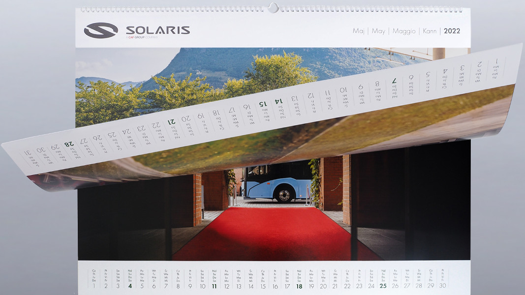 Solaris – kalendarz trójdzielny, kalendarz biurkowy na spirali, kalendarz plakatowy i kalendarz wieloplanszowy spiralowany